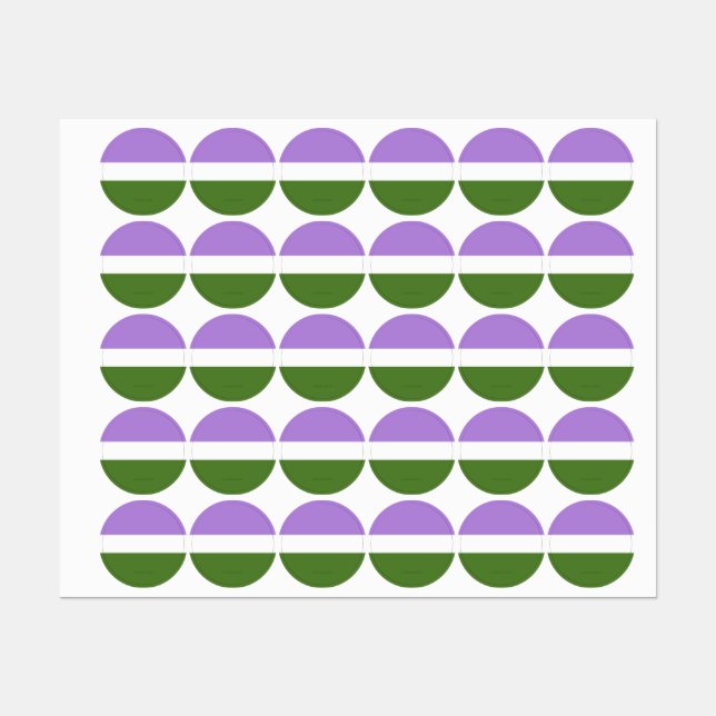 Étiquettes Drapeau de fierté genderqueer de SlipperyJoe lavan (Feuille)