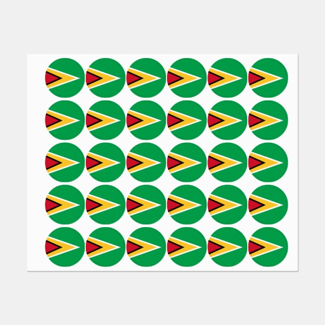Étiquettes Drapeau de Guyana (Feuille)