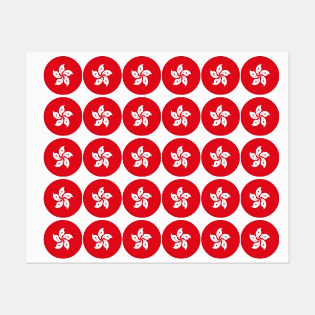 Étiquettes Drapeau de Hong Kong (Feuille)
