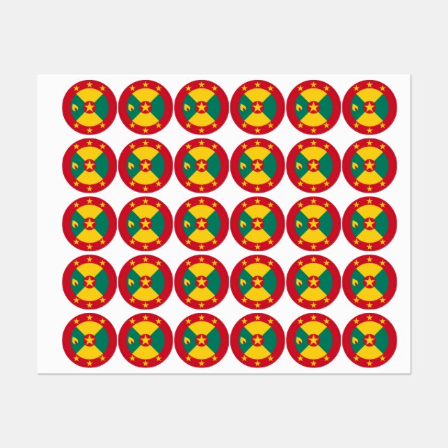 Étiquettes Drapeau de la Grenade (Feuille)