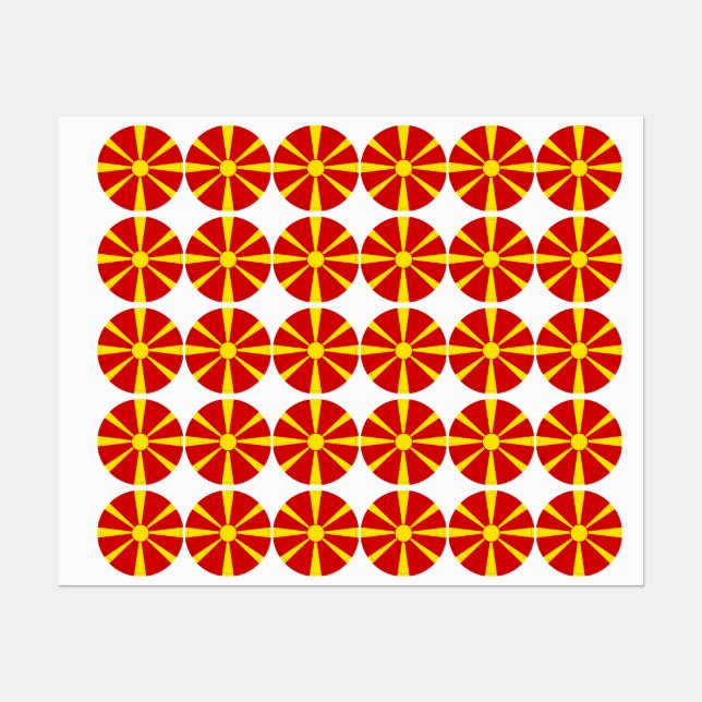 Étiquettes Drapeau de la Macédoine du Nord (Feuille)