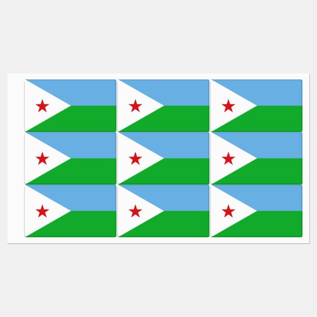 Étiquettes Drapeau Djibouti (Feuille)