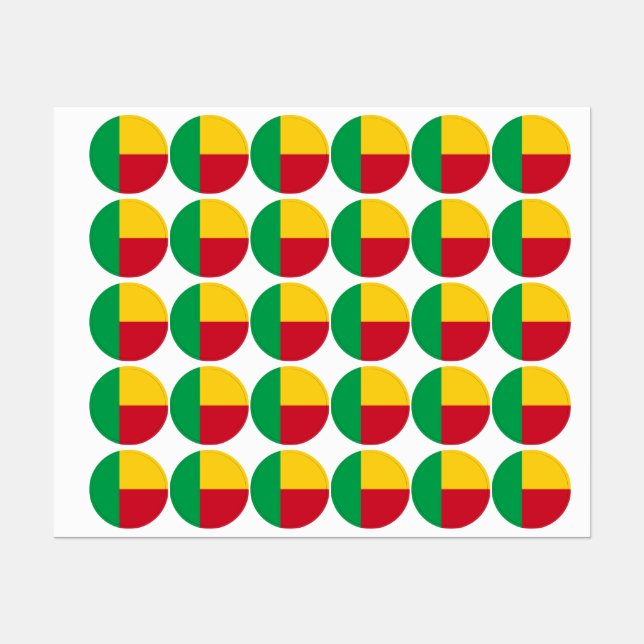 Étiquettes Drapeau du Bénin (Feuille)