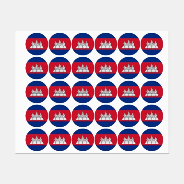 Étiquettes drapeau du Cambodge (Feuille)