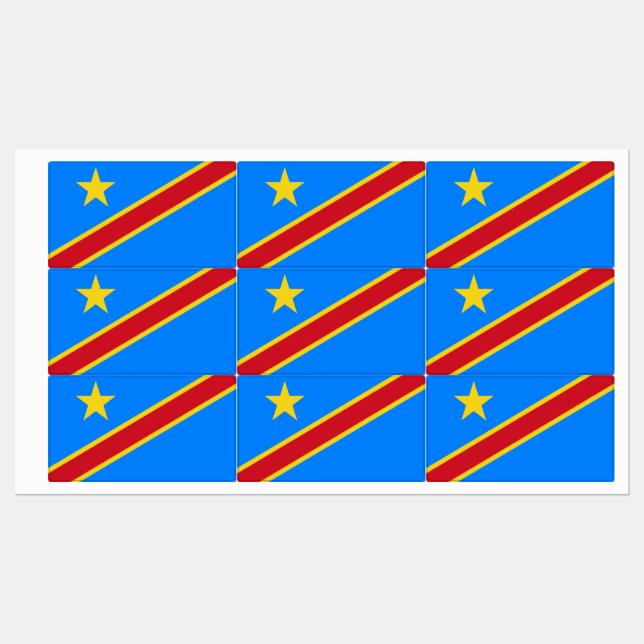 Étiquettes Drapeau du Congo Kinshasa (Feuille)
