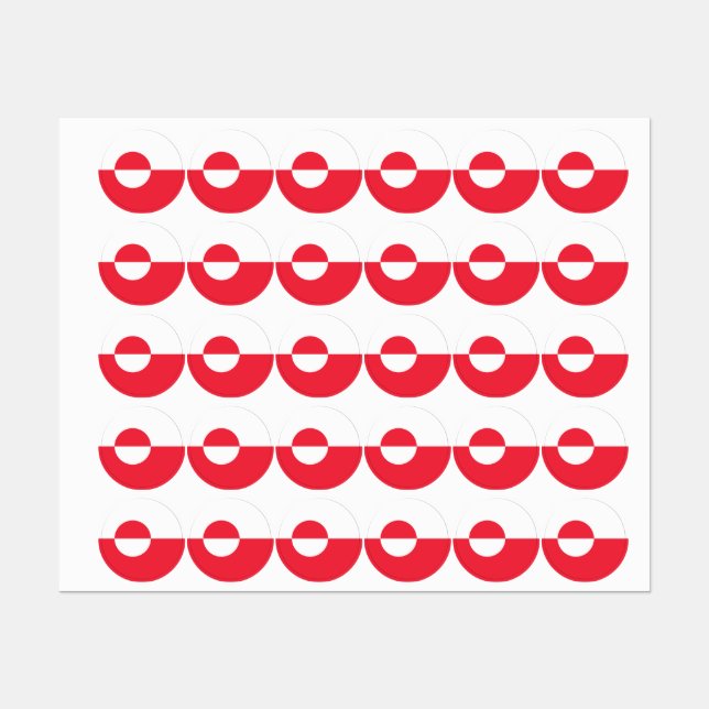 Étiquettes Drapeau du Groenland (Feuille)