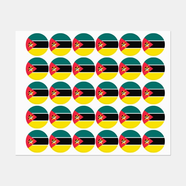 Étiquettes Drapeau du Mozambique (Feuille)