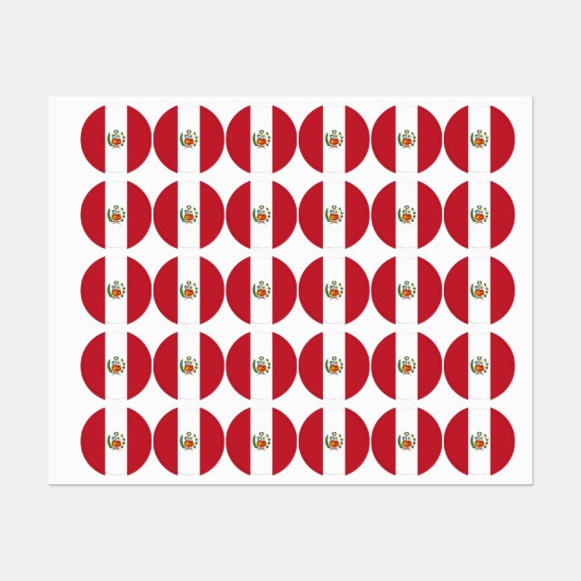 Étiquettes Drapeau du Pérou (Feuille)