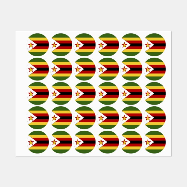 Étiquettes drapeau du Zimbabwe (Feuille)