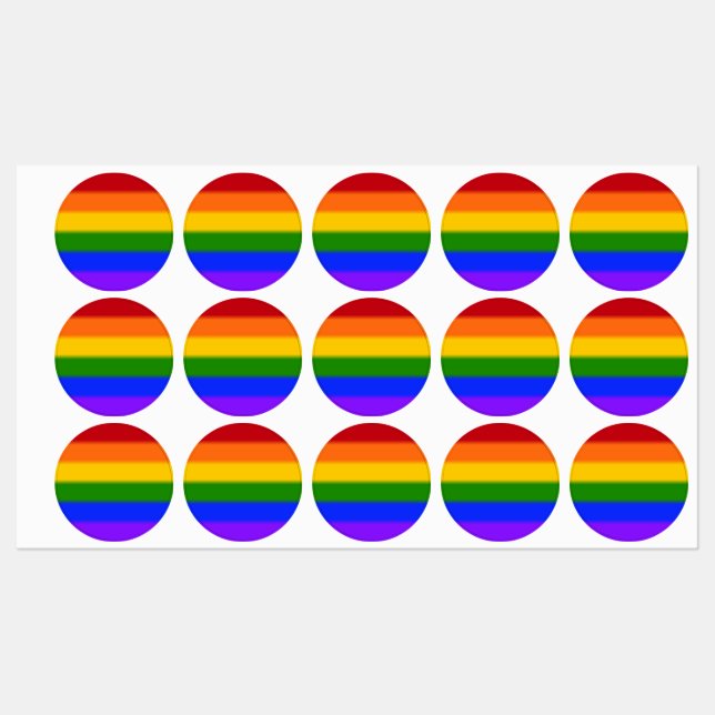 Étiquettes Drapeau Gay pride arc-en-ciel plat (Feuille)