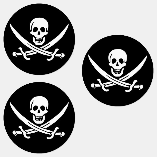 Étiquettes Drapeau pirate crâne épées croisées (Groupe)