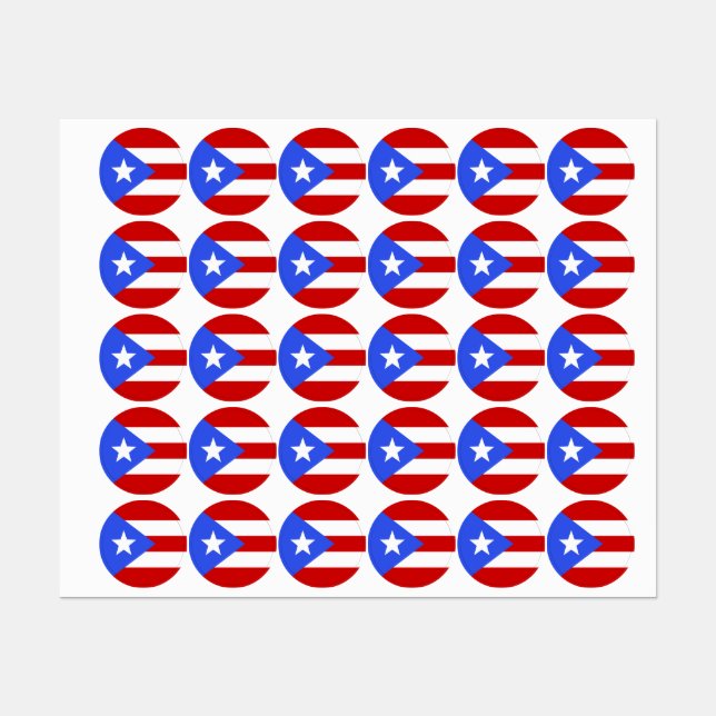 Étiquettes Drapeau Porto Rico (Feuille)