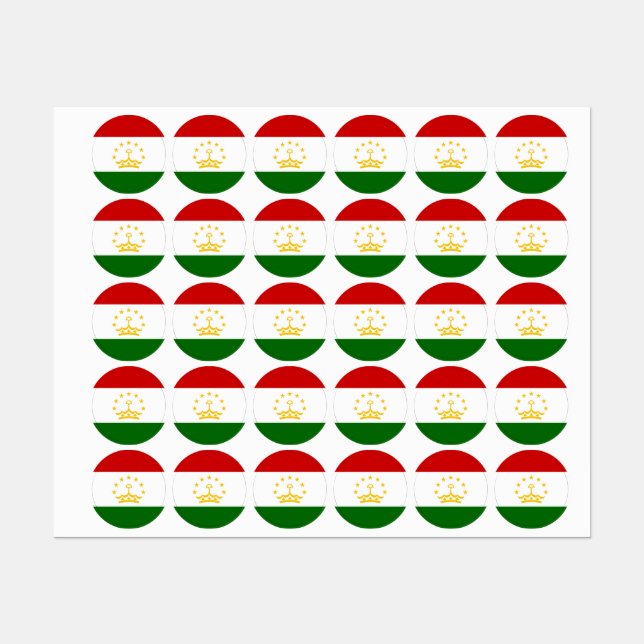 Étiquettes Drapeau Tadjikistan (Feuille)