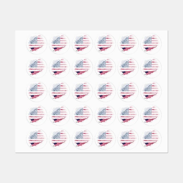 Étiquettes Drapeau USA (Feuille)