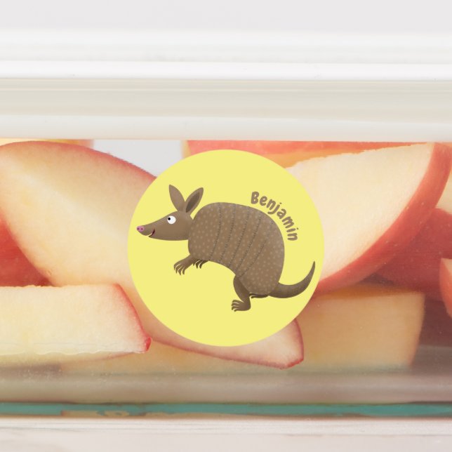 Étiquettes Drôle armadillo joyeux dessin animé (Apposé)