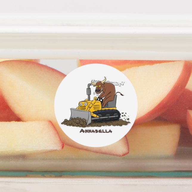 Étiquettes Drôle bulldozer de conduite de taureaux (Apposé)