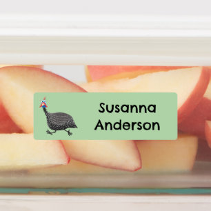 Étiquettes Drôle Caricature d'oiseau Guineafowl personnalisée