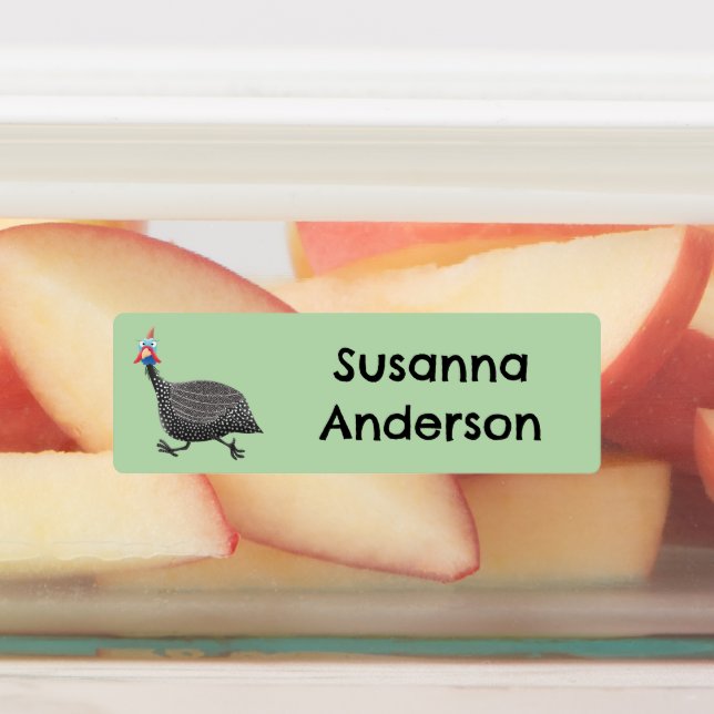 Étiquettes Drôle Caricature d'oiseau Guineafowl personnalisée (Apposé)