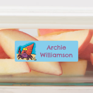 Étiquettes Drôle caricature violet ermit crab personnalisé