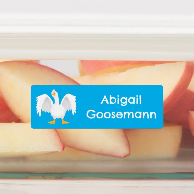 Étiquettes Drôle curieux dessin animé d'oie domestique person (Apposé)