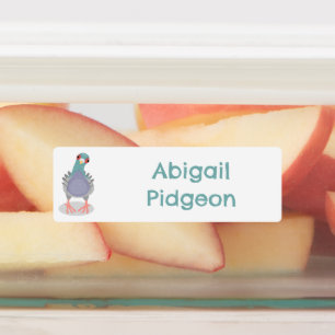 Étiquettes Drôle curieux dessin de pigeon personnalisé