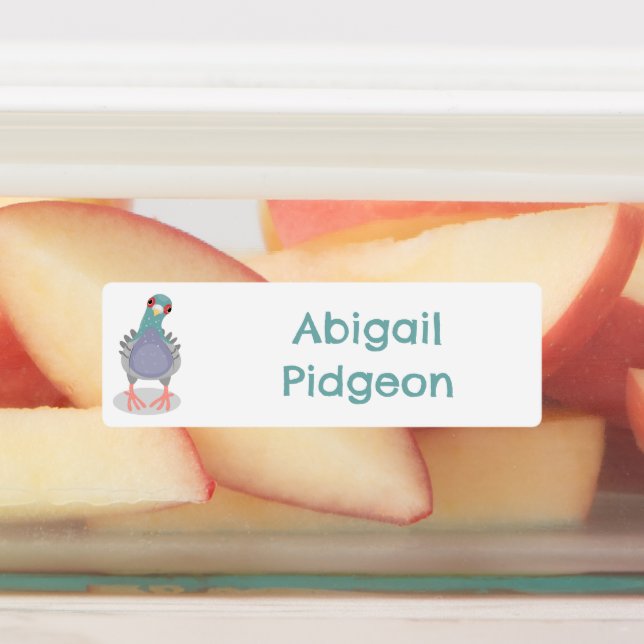 Étiquettes Drôle curieux dessin de pigeon personnalisé (Apposé)