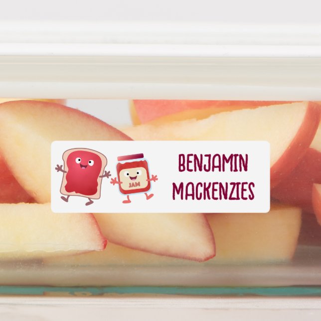 Étiquettes Drôle pain et confiture dessin animé personnalisé (Apposé)