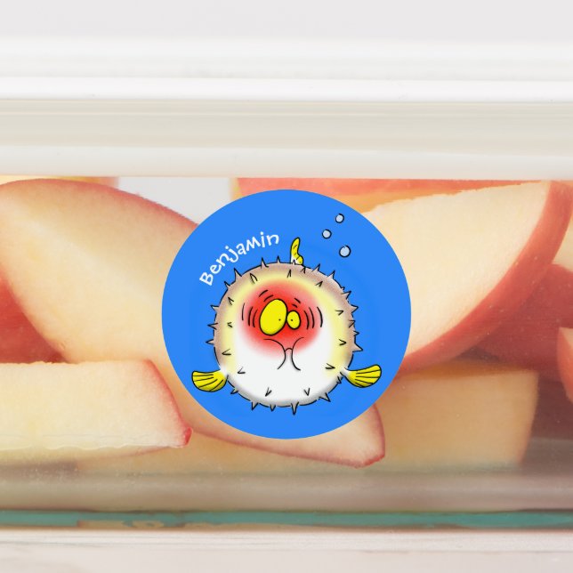 Étiquettes Drôle poisson poivron porc-épic caricature poisson (Apposé)