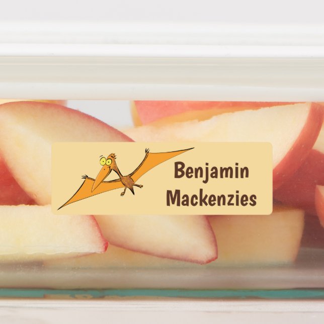 Étiquettes Drôle pterodactyle volant dessin animé personnalis (Apposé)