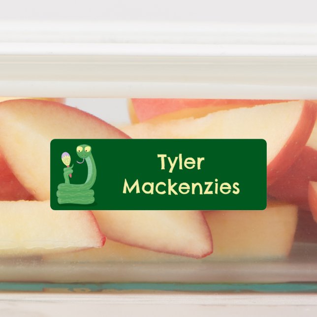 Étiquettes Drôle serpent vert avec caricature de maraca perso (Apposé)