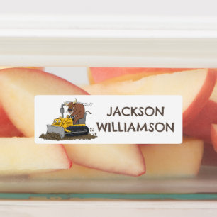 Étiquettes Drôle taureau conduite bulldozer dessin personnali