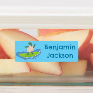 Étiquettes Drôle tortue vague de surf dessin animé personnali