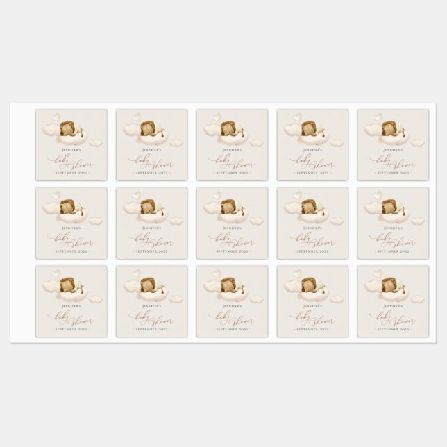 Étiquettes du Baby shower Lion (Feuille)