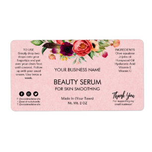 Étiquettes du sérum facial texturé rose Kraft