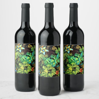 Étiquettes du vin Rodilius aux papillons et aux fl