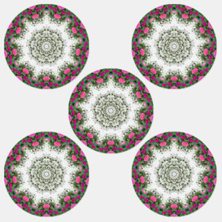 Étiquettes Eau du jardin Fontaine Fleurs roses Mandala Design