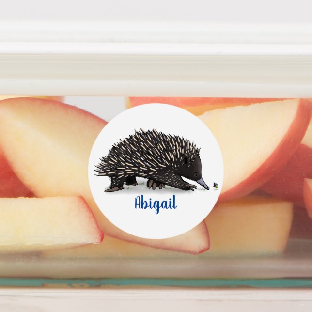 Étiquettes Echidna mignonne avec dessin animé d'abeille (Apposé)