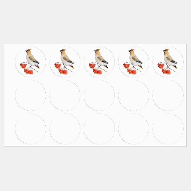 Étiquettes Écirage d'oiseaux de la forêt d'aquarelle (Feuille)