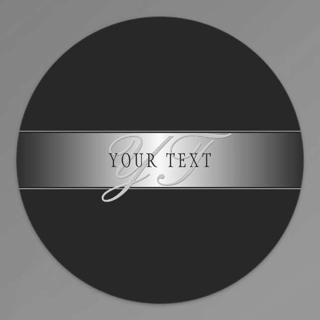 Étiquettes Écriture élégante de monogramme modifiable | Noir (Créateur téléchargé)