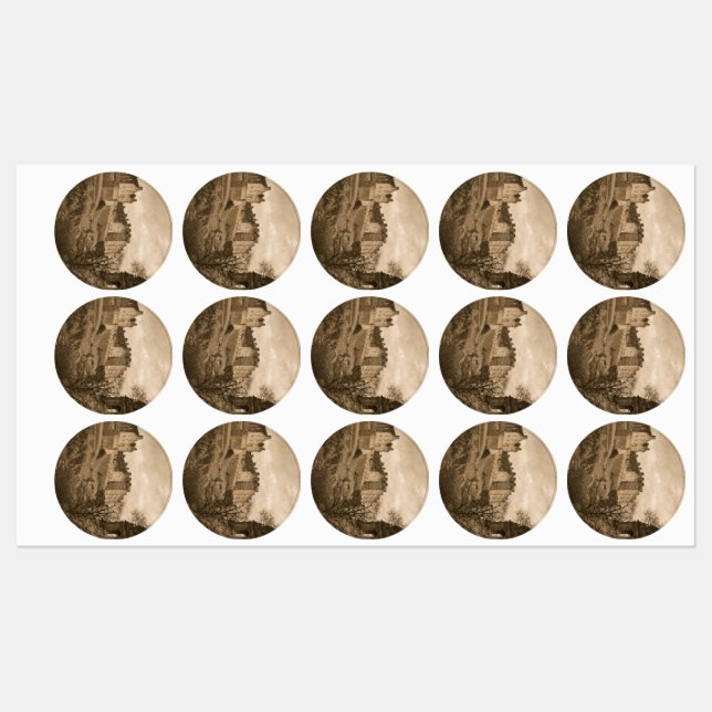 Étiquettes Edinburgh Castle Sepia Photograph (Feuille)