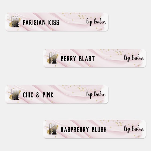 Étiquettes Élégant Baume Lip Rose Aquarelle Avec Logo (Groupe)