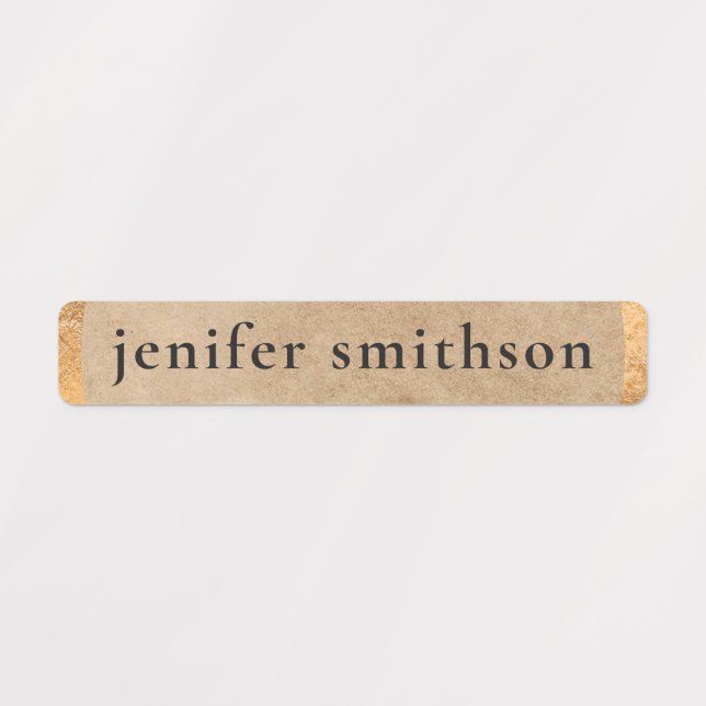 Étiquettes Elegant Classy Taupe Luxe Ajouter Votre Nom École (Design 3)