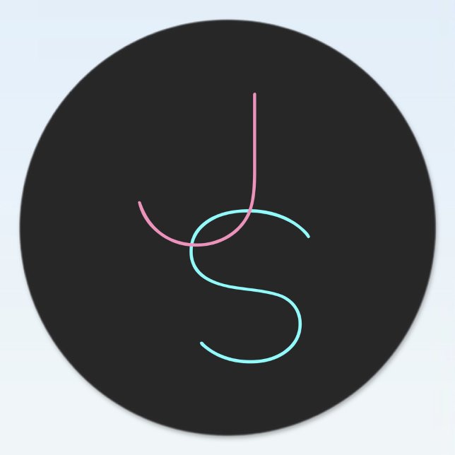 Étiquettes Élégant Éditable Deux Initiales D'Apparence Modern (Créateur téléchargé)