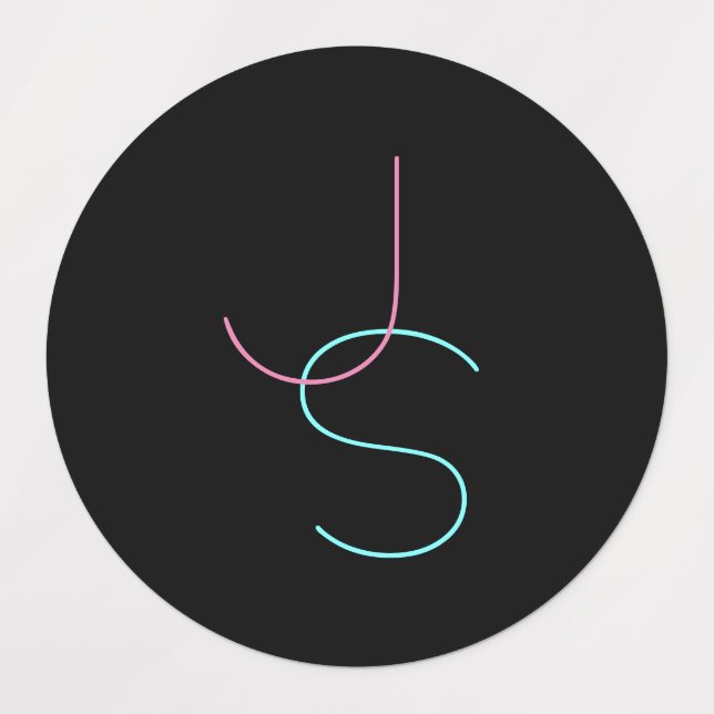 Étiquettes Élégant Éditable Deux Initiales D'Apparence Modern (Design 1)