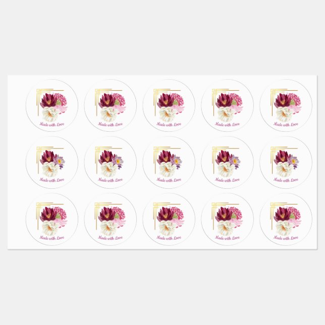 Étiquettes Elegant Floral Watercolor Birthday Food Label (Feuille)