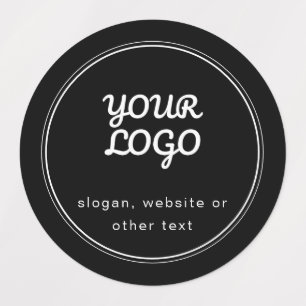 Étiquettes Élégant imperméable à votre logo noir et blanc