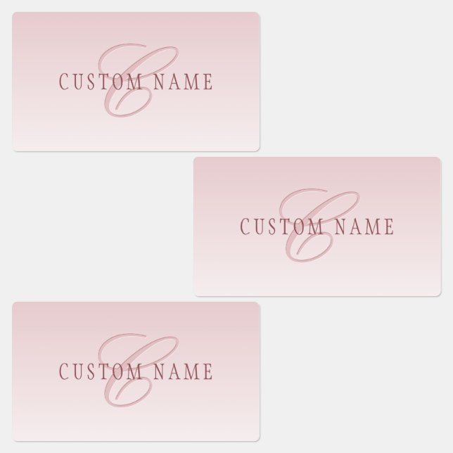 Étiquettes Élégant lettrage et monogramme | Rose Ombre (Groupe)