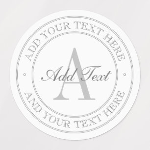 Étiquettes Élégant Monogramme blanc et gris imperméable