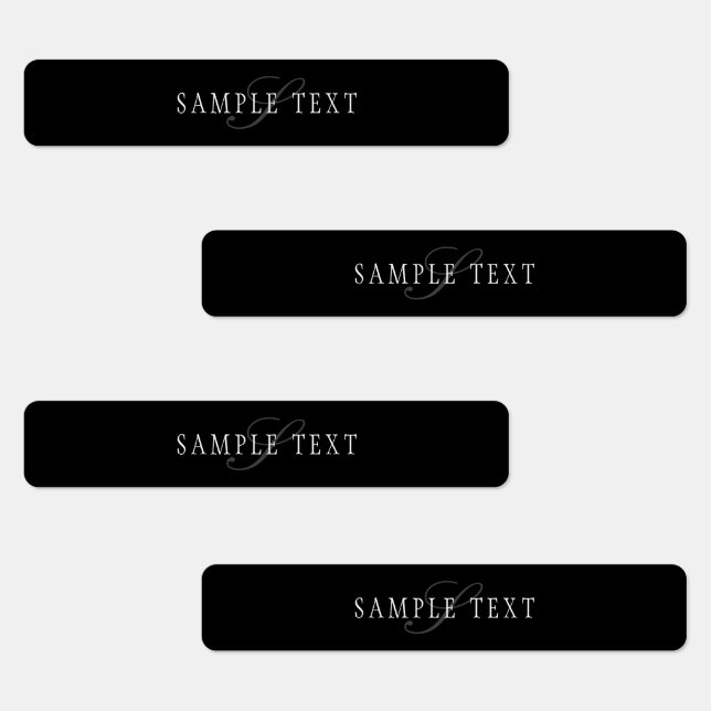 Étiquettes Élégant Monogramme personnalisable | Noir gris bla (Groupe)