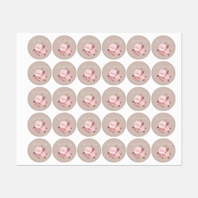 Étiquettes Élégant Rose chic Mariage (Feuille)